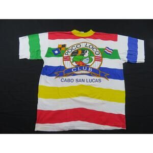 Poco Loco Club Cabo San Lucas Striped Sailing T-Shirt Sz XL 1990s